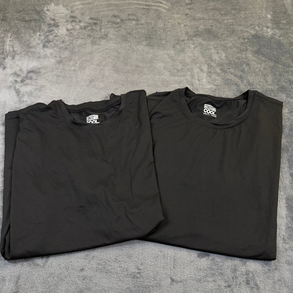 32 Degrees Cool T Shirt Mens Large Black 2 Pack Moisture Wicking Stretch